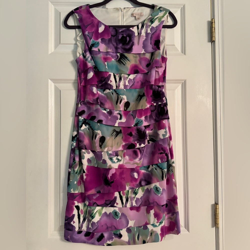 Dress Barn Purple and Pink Sheath Midi Dress